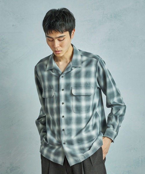 メンズビギ（MEN’S BIGI）/ダブルポケットオンブレーチェックシャツ＜ストレッチ＞ MEN'S BIGI（メンズビギ） シャツ ダブルポケットオンブレーチェック