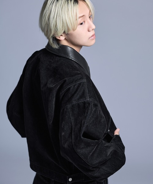 デニムジャケット gジャン 「SET-UP着用可能」合成皮革カラー