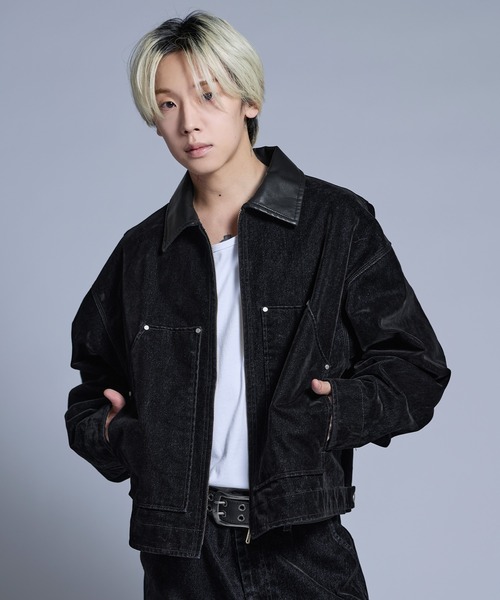 デニムジャケット gジャン 「SET-UP着用可能」合成皮革カラー