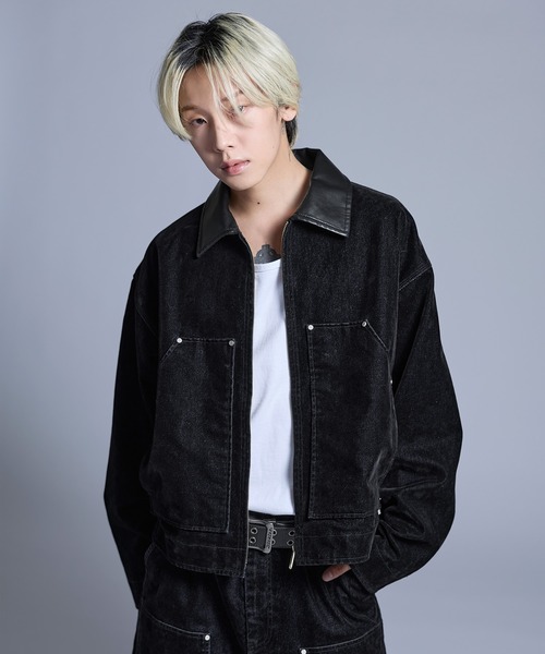 デニムジャケット gジャン 「SET-UP着用可能」合成皮革カラー