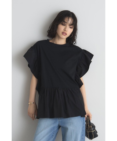 &. NOSTALGIA（ノスタルジア） tシャツ 袖フリルペプラムカットプル
