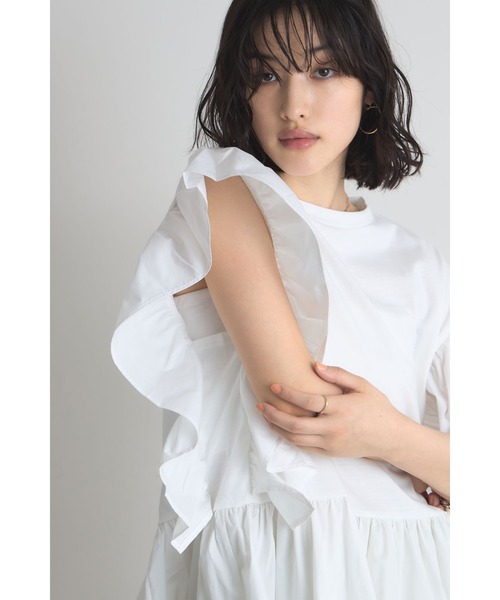 &. NOSTALGIA（ノスタルジア） tシャツ 袖フリルペプラムカットプル