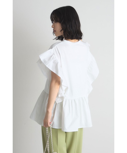 &. NOSTALGIA（ノスタルジア） tシャツ 袖フリルペプラムカットプル
