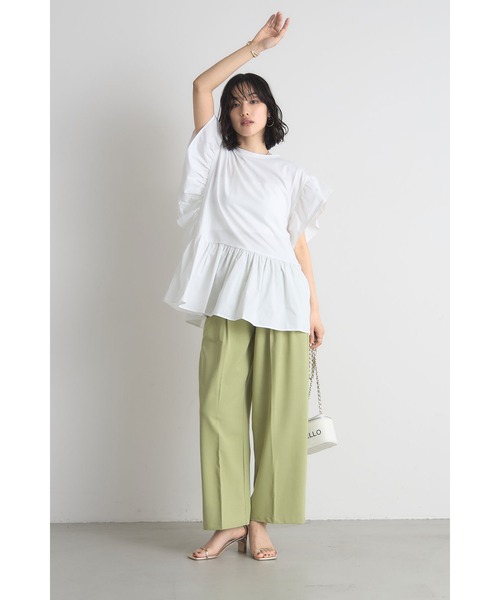 &. NOSTALGIA（ノスタルジア） tシャツ 袖フリルペプラムカットプル