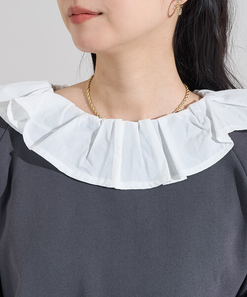 Arpege story スウェット 袖、襟フリル取り外し可能 トレーナー 白