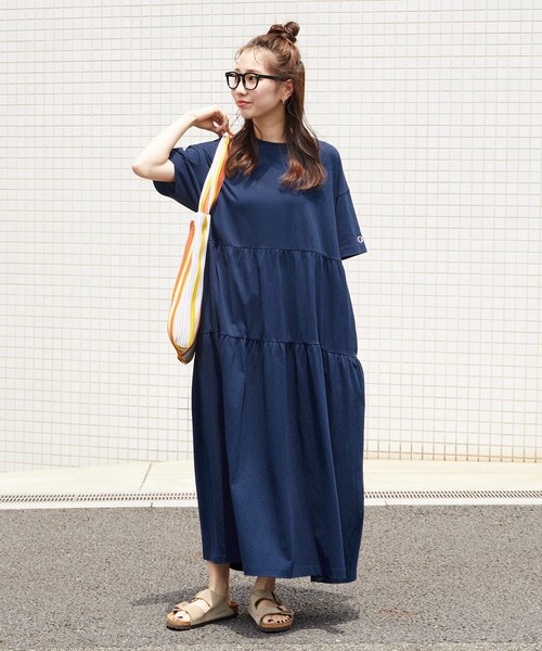 Champion（チャンピオン） 7分袖ワンピース MEDIUM ブラック