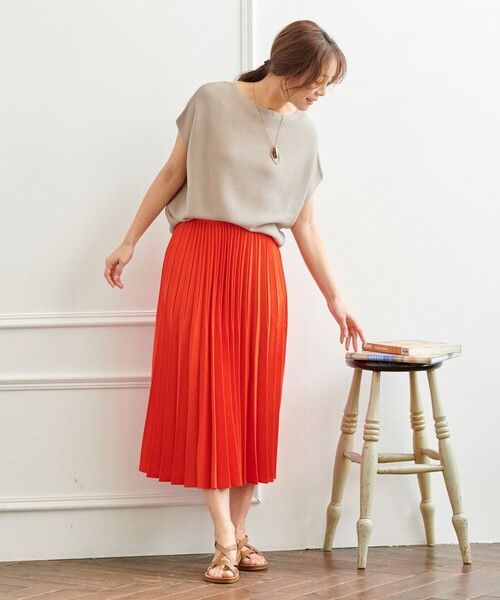 「ANY」 プリーツスカート 1 ベージュ レディース_画像2