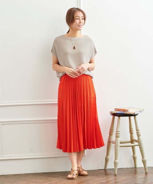 「ANY」 プリーツスカート 1 ベージュ レディース_画像3