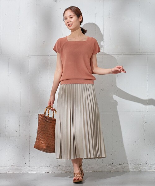 「ANY」 プリーツスカート 1 ベージュ レディース_画像4