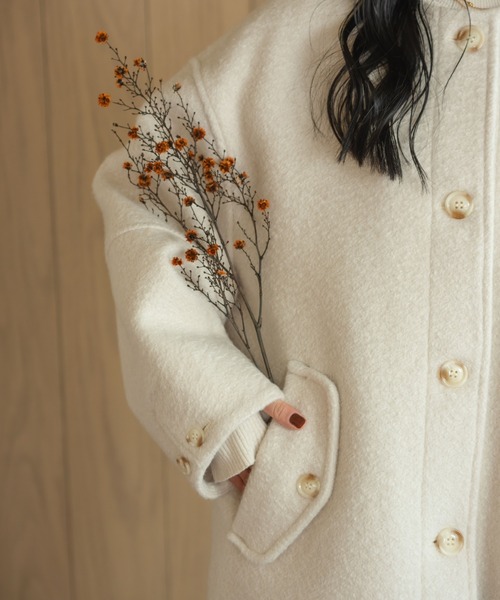 hinari（ヒナリ） コート アウター ブークレノーカラーロングコート