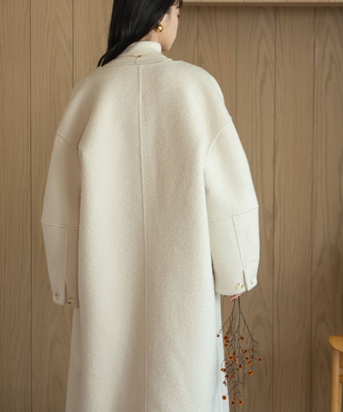 hinari（ヒナリ） コート アウター ブークレノーカラーロングコート