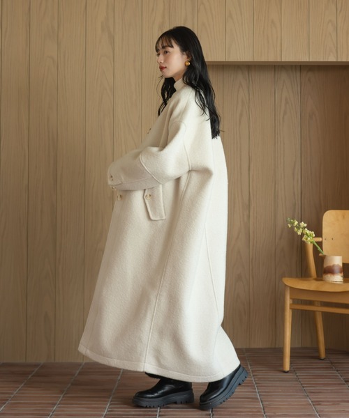 hinari（ヒナリ） コート アウター ブークレノーカラーロングコート