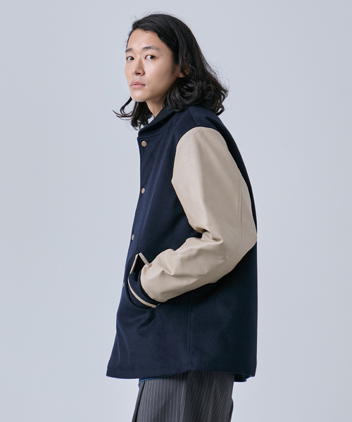 BC.STOCK バーシティージャケット　スタジャン　ウール　ベーセーストック タスマニアウール ウインドシャフト バーシティージャケット