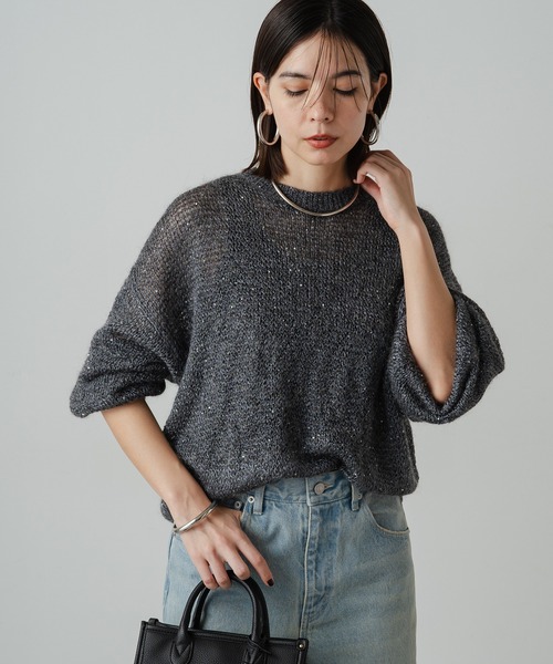 「LOUNGEDRESS」 長袖ニット FREE グレー レディース_画像3