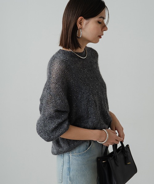 「LOUNGEDRESS」 長袖ニット FREE グレー レディース_画像4