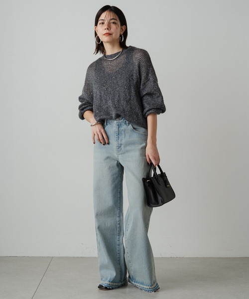 「LOUNGEDRESS」 長袖ニット FREE グレー レディース_画像7