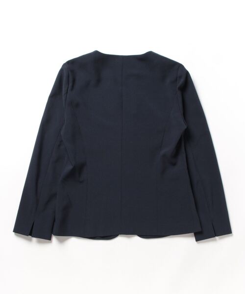 「INED CLARO」 ノーカラージャケット 7号 ネイビー レディース_画像2