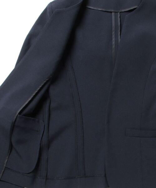 「INED CLARO」 ノーカラージャケット 7号 ネイビー レディース_画像3