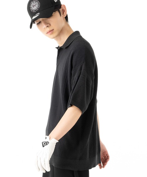 NEW ERA GOLF ニューエラ　ダンボールニット　プルオーバー　メンズ　黒 NEW ERA GOLF ニューエラ ダンボールニット プルオーバー メンズ 黒