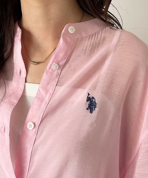 「U.S. POLO ASSN.」 長袖ブラウス LARGE ネイビー レディース_画像3