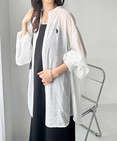 「U.S. POLO ASSN.」 長袖ブラウス LARGE ネイビー レディース_画像7
