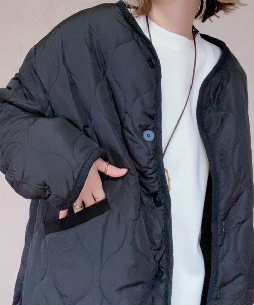 「ECRIRE」 キルティングブルゾン M ブラック レディース_画像5