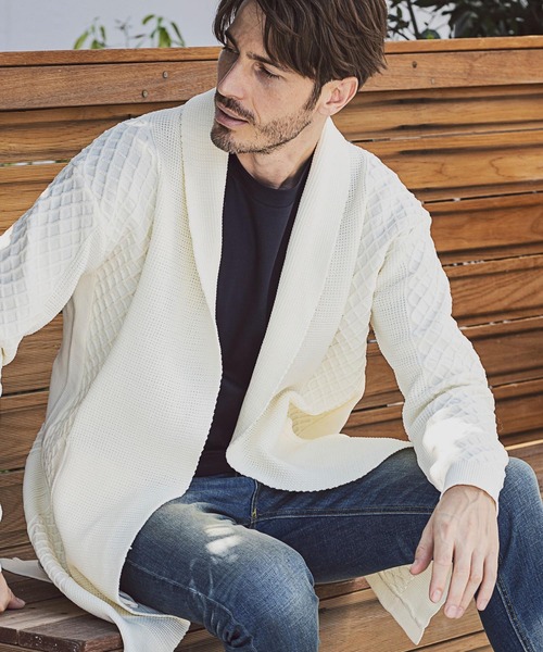 「AKM Contemporary」 ニットカーディガン S ライトグレー メンズ_画像2