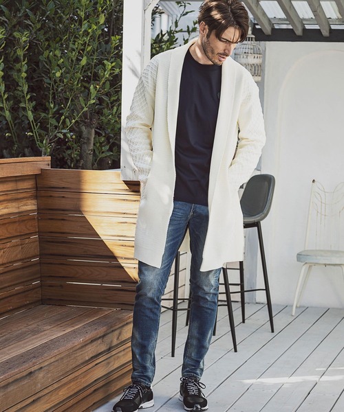 「AKM Contemporary」 ニットカーディガン S ライトグレー メンズ_画像6