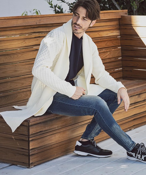 「AKM Contemporary」 ニットカーディガン S ライトグレー メンズ_画像7