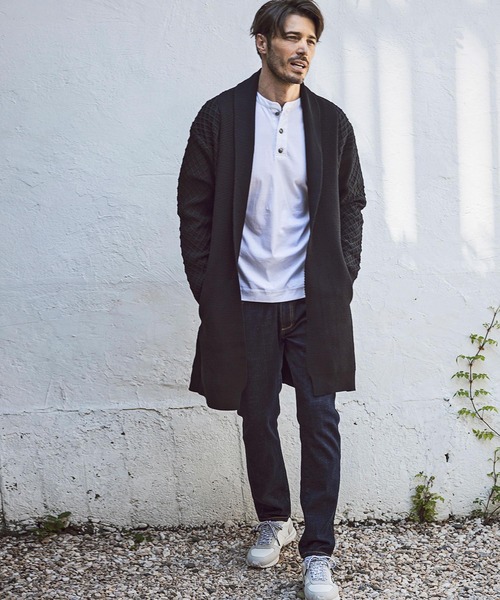 「AKM Contemporary」 ニットカーディガン S ライトグレー メンズ_画像9