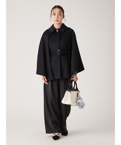 ぽんちゃん【新品・未使用】リリーブラウン ケープコート ウエストベルト付き LILY BROWN（リリーブラウン） コート FREE グレー レディース