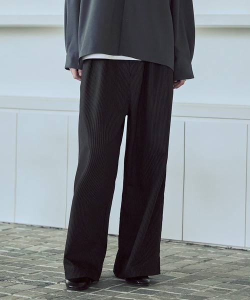 ASTRONOMY ワイドパンツ パンツ 2タックTRストライプワイドストレート
