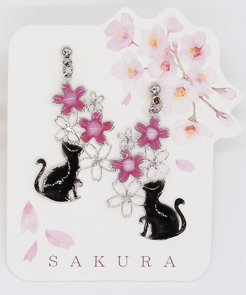 gargle（ガーグル） ピアス ガーグル：SAKURAシリーズ ねこと桜白ねこ