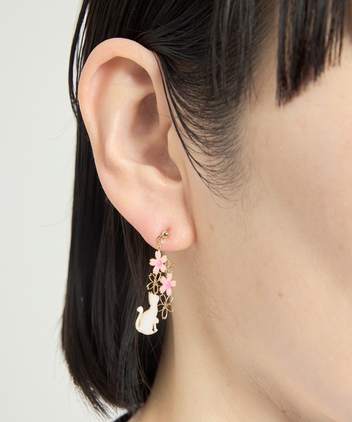 gargle（ガーグル） ピアス ガーグル：SAKURAシリーズ ねこと桜白ねこ