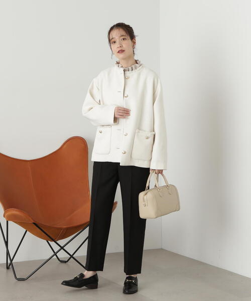 「N.(N. Natural Beauty Basic)」 ノーカラージャケット SMALL ネイビー レディース_画像5
