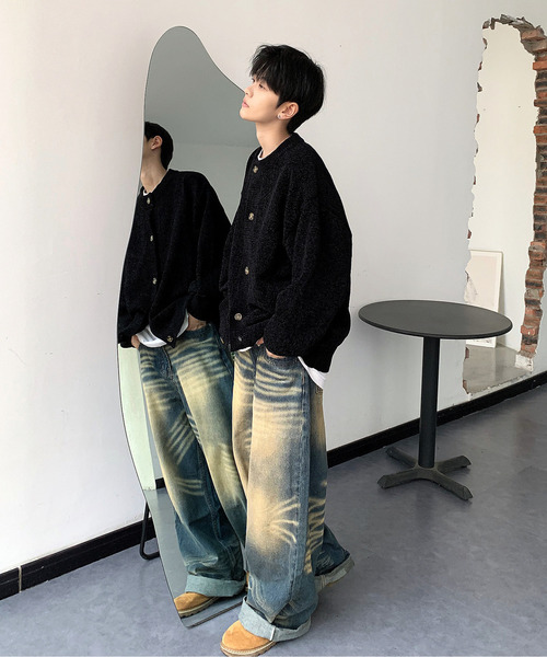 「neos」 ニットカーディガン X-LARGE ブルー メンズ_画像3