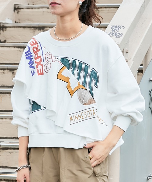 「etsinta」 スウェットカットソー ONE SIZE チャコールグレー レディース_画像4