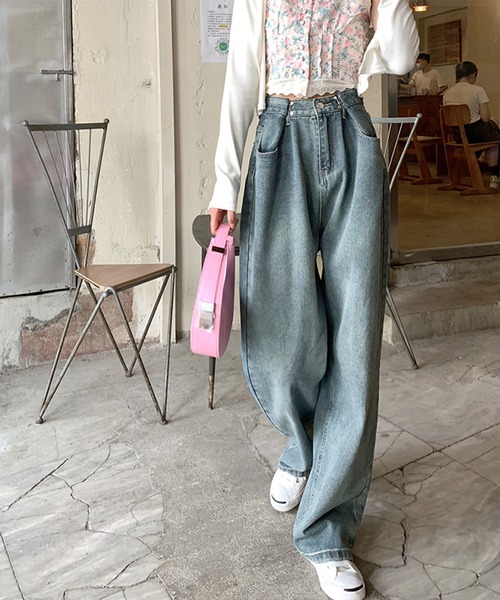 「me+em select」 デニムパンツ MEDIUM ライトブルー レディース_画像2