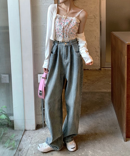 「me+em select」 デニムパンツ MEDIUM ライトブルー レディース_画像3