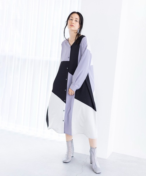 「OSMOSIS」 長袖ワンピース ONE SIZE ブラウン レディース_画像2
