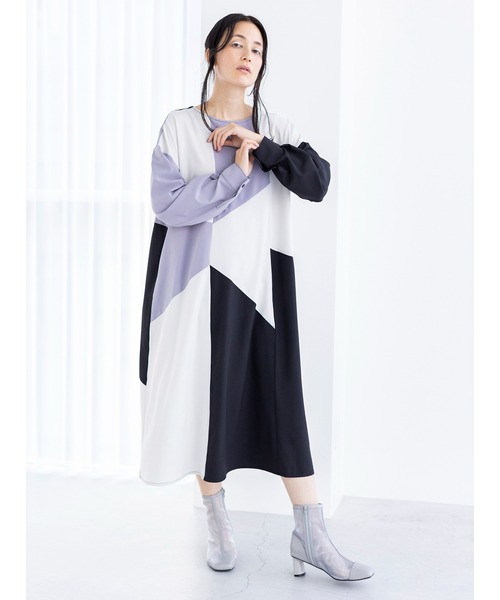 「OSMOSIS」 長袖ワンピース ONE SIZE ブラウン レディース_画像3