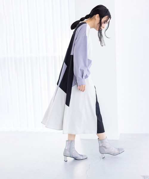 「OSMOSIS」 長袖ワンピース ONE SIZE ブラウン レディース_画像4