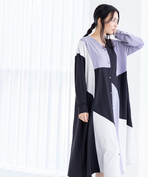 「OSMOSIS」 長袖ワンピース ONE SIZE ブラウン レディース_画像7