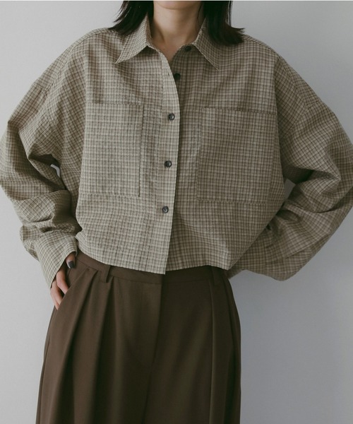 トップス anuke Backopen Check Tops anuke（アンヌーク） ブラウス シャツ Check Short Shirts レディース