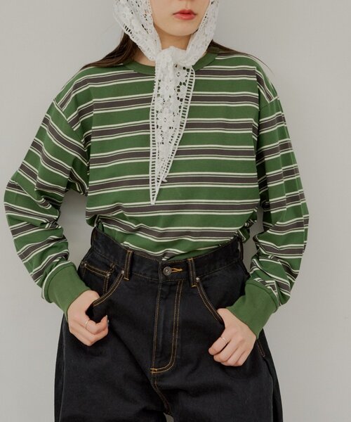 試着のみ美品　kastane WHIMSIC マルチボーダーロングスリーブティー Kastane - 試着のみ美品 kastane WHIMSIC マルチボーダーロング