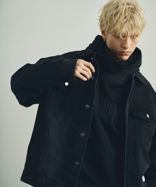 「Shoowtime」 デニムジャケット LARGE ブラック メンズ_画像5