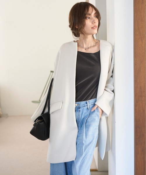 Mila Owen（ミラオーウェン） ノーカラーコート 1 アイボリー