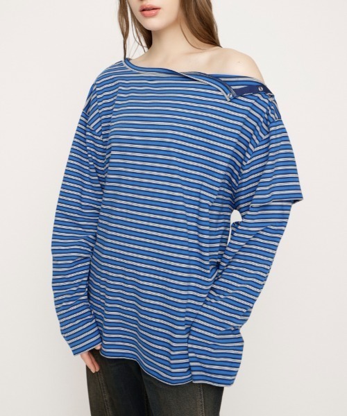 SLY（スライ） tシャツ ASYMMETRY BORDER L/S TOPS アシンメトリー