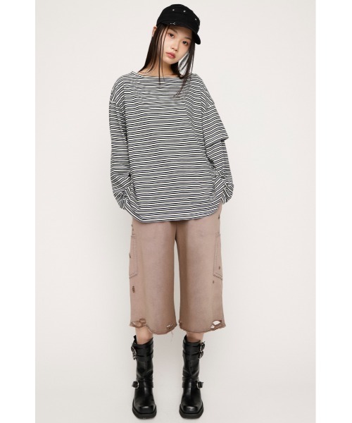 アシンメトリーボーダーロングスリーブトップス SLY（スライ） tシャツ ASYMMETRY BORDER L/S TOPS アシンメトリー