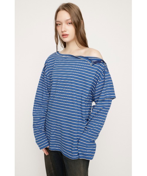 SLY ASYMMETRY BORDER L／S トップス SLY（スライ） tシャツ ASYMMETRY BORDER L/S TOPS アシンメトリー